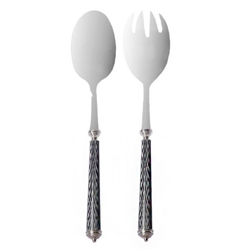[101003230] S/2 Salad Set Wave Black (Silver,21.5x2.5, Stainless Steel)