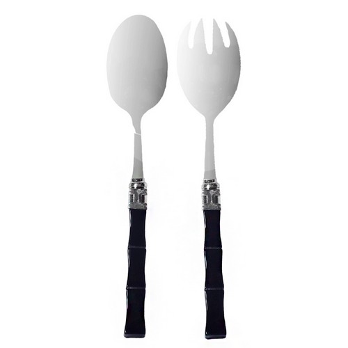 [101003245] S/2 Salad Set (Black/Steel,26cm, Plastic/Metal)