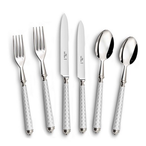 [101003270] Set Of 6 Croisette White Placesetting Cutleries (Silver/Steel,25.5cm, Metal)