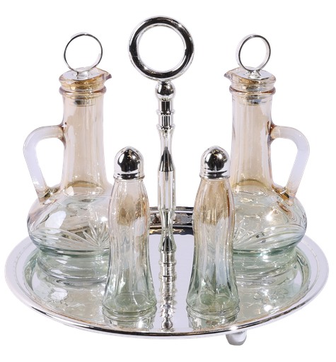 [101004120] Hlk Lubricator+Salt Service (Golden Rim,7x7x23H cm, Glass)