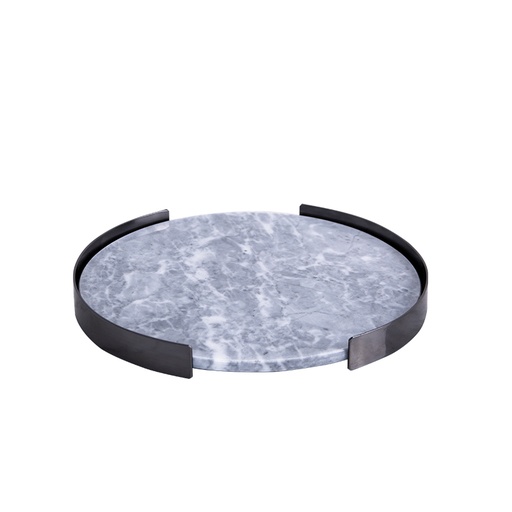 [102004364] Grey Marbel Tray Natural Stone+Metal
