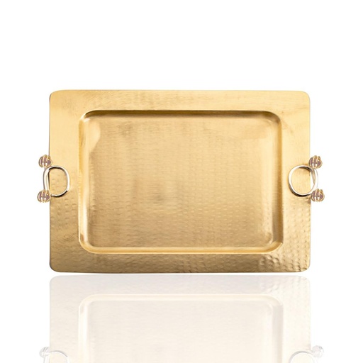 [102004396] Dt Rect Tray (Golden Rim,7x7x23H cm, Glass)