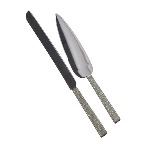 [103001044] Set of 2 Knife & Cake Server Aksrv (Black/Steel,26cm, Plastic/Metal)