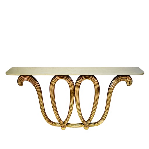 [202004107]  Borsani Console Table (Champagne Silver,110X160 H CM, Aluminium In Champagne)