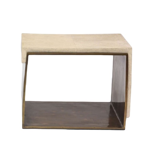 [206005040] Stool In Antique Shagreen And Bronze (Cream/Bronze,DIA32xH46, Shagreen)