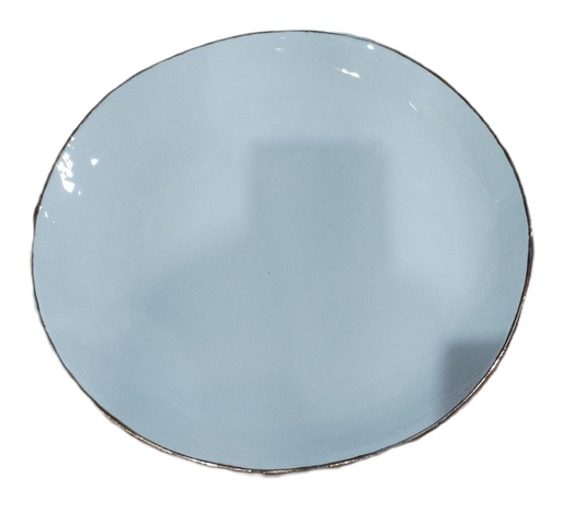 [1010010020] White Ivory Plate With Gold Rim (White/Gold,DIA 30CM, Porcelain)
