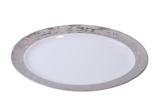 [1010010045] Oval Platter Olympus Argentatus (Platinum,DIA17xH2CM, Handpaint)