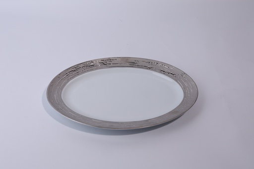 [1010010045] Oval Platter Olympus Argentatus (White,29x29x23HCM, Unglazed)