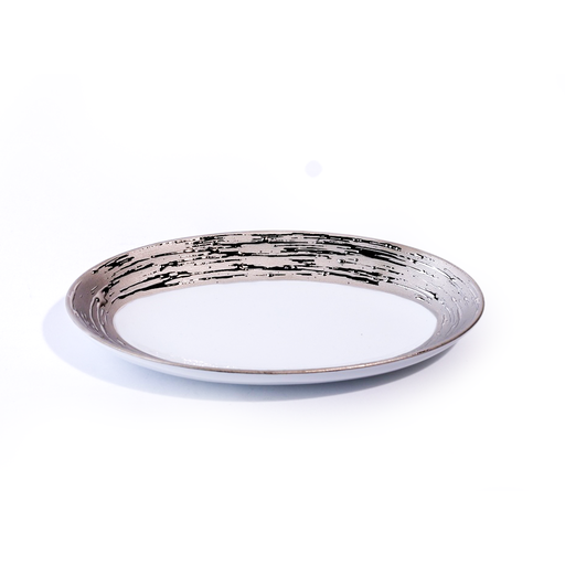 [1010010046] Oval Pickle Dish Olympus Argentatus (Platinum,DIA17xH2CM, Handpaint)