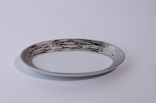 [1010010046] Oval Pickle Dish Olympus Argentatus (White,29x29x23HCM, Unglazed)