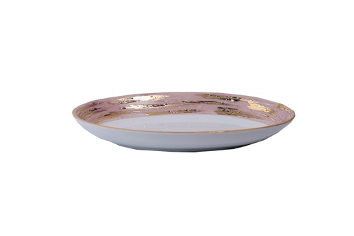 [1010010061] Oval Pickle Dish Olympus Violet Lotus (Platinum,DIA17xH2CM, Handpaint)