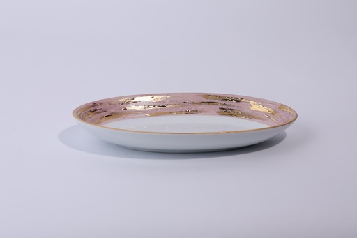 [1010010061] Oval Pickle Dish Olympus Violet Lotus (White,29x29x23HCM, Unglazed)