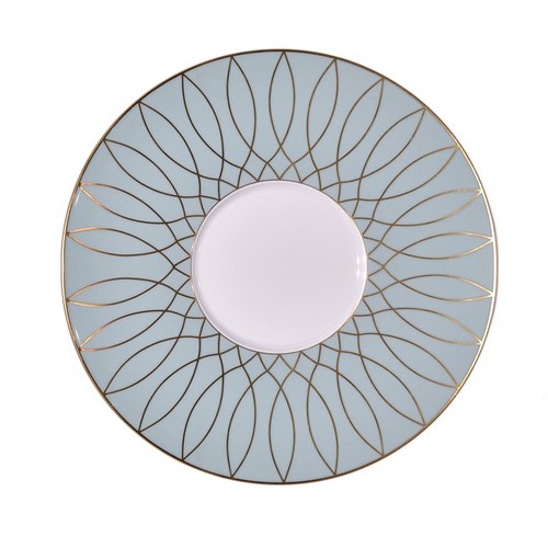 [1010011198] Gourmet Plate Carlo · Este (Green/Gold,DIA35CM, Porcelain)