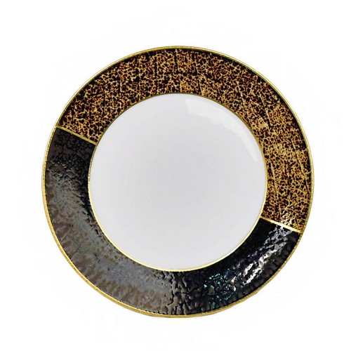 [1010011248] Brash Dinner Plate (Gold Trim,DIA 23 CM, Porcelain)