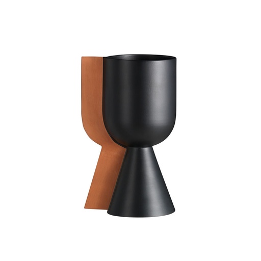 [1070022420] Vaso Segrande Mm Matte Black,Gold (Gold,DIA15CM, Porcelain)