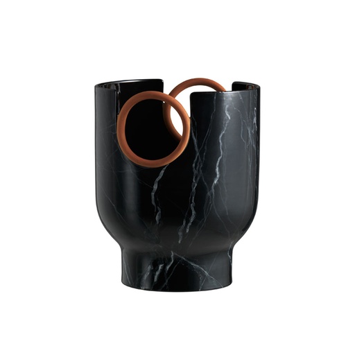 [1070022435] Vaso Marquinia Pm Glossy Black Terracotta (Sky Blue,Dia 21 cm, Ceramic)