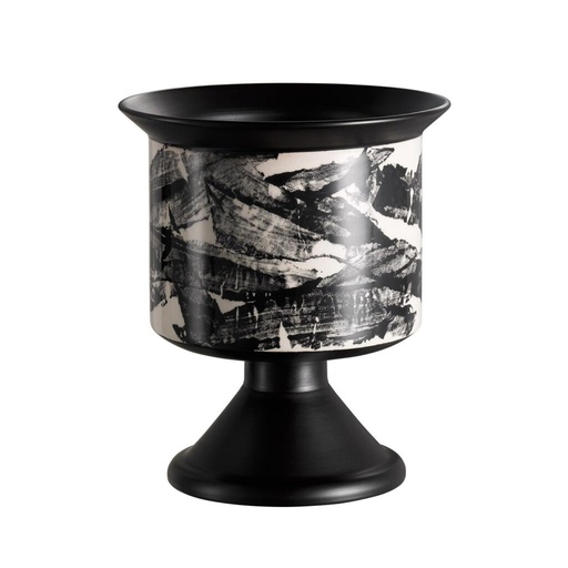 [1070022440] Vaso Catramina Matte Black,White (White,DIA6xH12, Porcelain)