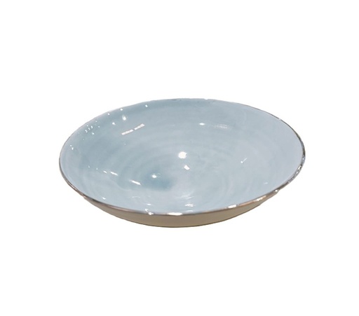 [10200110088] Smoke Grey Soup Bowl With Gold Rim (Grey/Gold,W29.21xD29.21xH17.145, Gold Leaf)