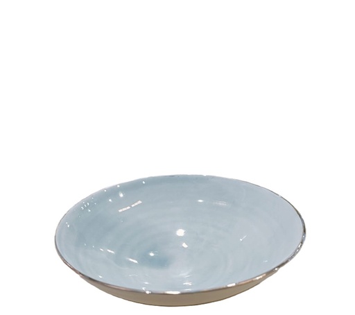 [10200110088] Smoke Grey Soup Bowl With Gold Rim