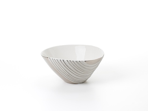 [10200110097] Kyma Bowl (Platinum Outside) (White,18x19x13H CM, Porcelain)
